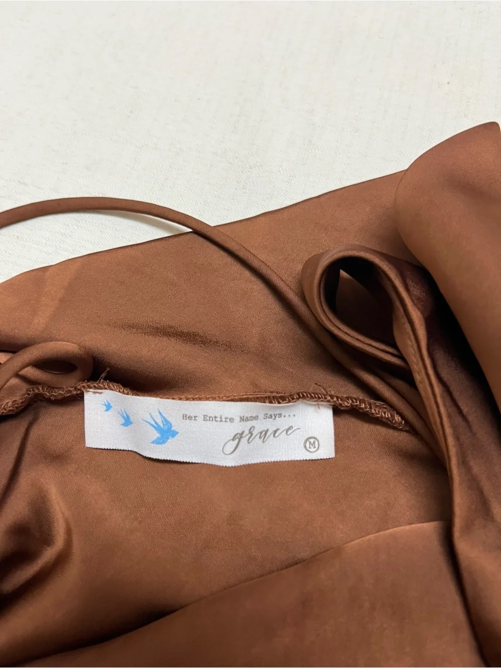 NWT Lizard Thicket M bronzed brown satin & mesh maxi dress